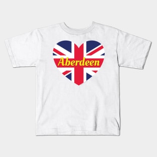 Aberdeen Scotland UK British Flag Heart Kids T-Shirt